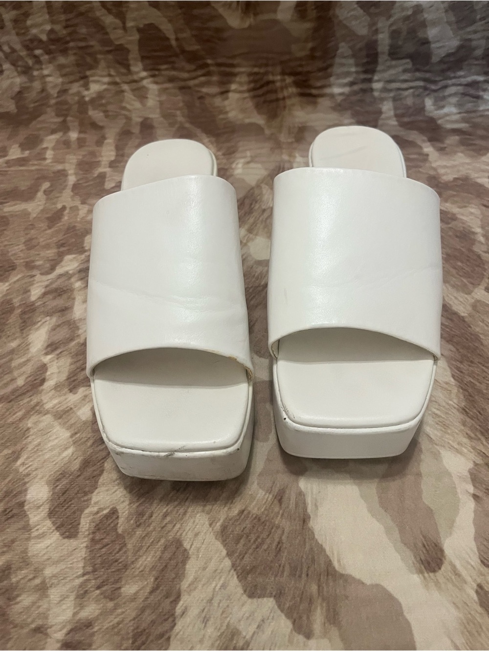 White Platform Slide Sandals - Women's Minimalist Slip-On